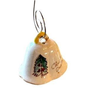VTG 50s 60s Porcelain Christmas Bell Japan Tree Ornament Crackle Glaze Grandma
